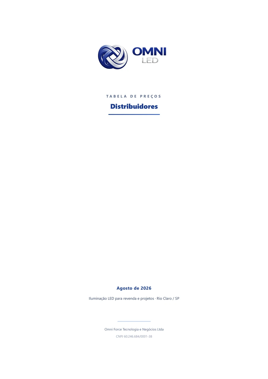 Capa da tabela de preços OmniLED para distribuidores